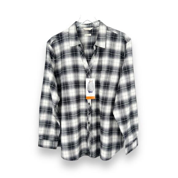 Weatherproof women's blouse XXL comfort stretch flannel plaid button down NEW - Picture 1 of 12